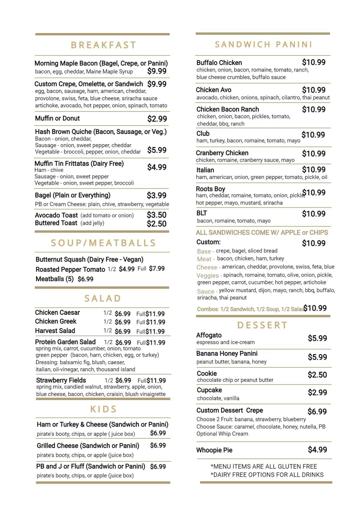 Menu page